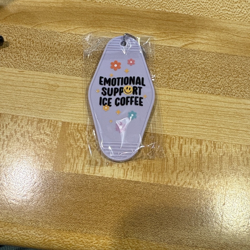 Emotional Support Ice Coffee Keychain - Purple